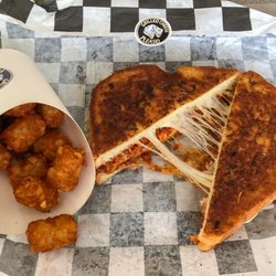 Grilled Cheese Please! - The Passarelli (lasagna grilled cheese) with tots :)