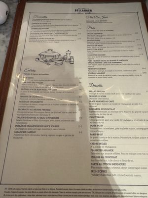 Menu photo 1 Brasserie Bellanger Paris, 01