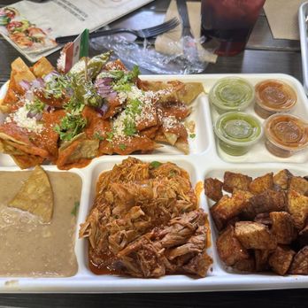 El Carrito - Logan chilaquiles and beans with shredded chicken and potatoes - Mexican Near Me - San Diego, California