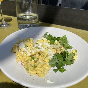Terra Plata - 3 Three Egg Scramble (Artichoke Heart, Seasonal Herbs, Goat Cheese, English Peas) - New American Near Me - Seattle, Washington
