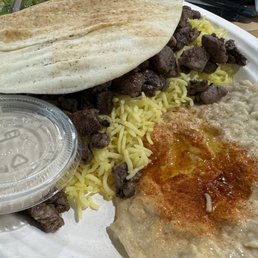 Beef shawarma Plate with Baba Ghanoush