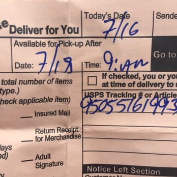 US Post Office - Package wasn't available until 7 hours after the listed time. Seems pretty basic to write the correct window on the pink slips. - Post Offices Near Me - New York, New York