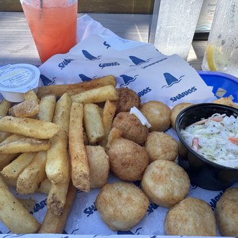 Sharky's Restaurant - Fake Hockey-Puck Scallops - Seafood Near Me - Ocean Isle Beach, North Carolina