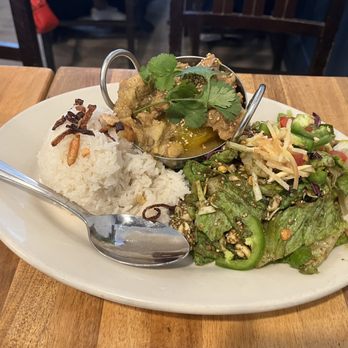 B Star - Lunch special: pumpkin ginger pork stew with coconut rice and tea leaf salad - Burmese Near Me - San Francisco, California B Star - Lunch special: pumpkin ginger pork stew with coconut rice and tea leaf salad - Burmese Near Me - San Francisco, California