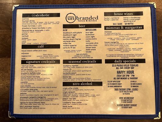 Menu photo 1 Unbranded Tavern & Kitchen El Paso, TX Menu photo 1 Unbranded Tavern & Kitchen El Paso, TX
