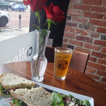 Cafe Rhema - My healthy delicious lunch choice! Sourdough bread now fresh veggies with green tea - Coffee & Tea Near Me - Flint, Michigan
