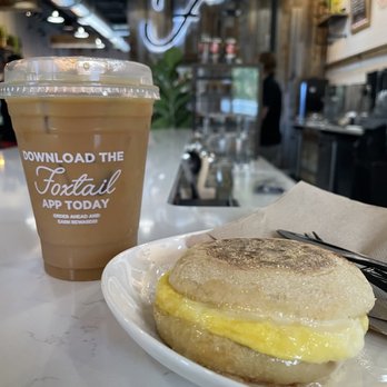 Foxtail Coffee Co. - Ormond Beach - Cold brew and Foxtail's Egg Sandwich - Coffee Roasteries Near Me - Ormond Beach, Florida