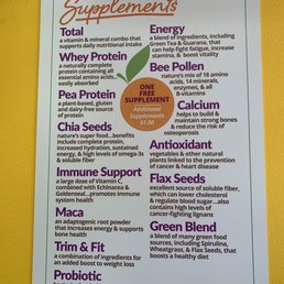 One free supplement per drink One free supplement per drink