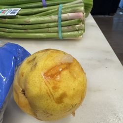 Safeway Home Grocery Delivery - Damage pear from over loaded fruit bag