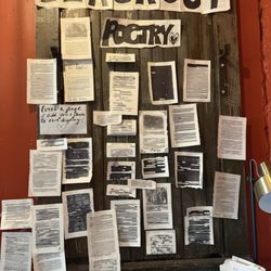 Analog coffee - Blackout poetry, writing, art area.