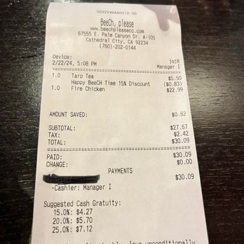BeeCh, please - The damage for 1 - Korean Near Me - Cathedral City, California