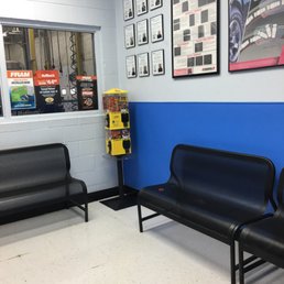 Tire and Lube waiting room. TV on wall behind me.