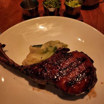 Stripsteak - Char-siu Pork Tomahawk (with Sesame seeds, Pickled Fresno, Cilantro, and Scallions requested on the side). So flavorful and delicious!! - Steakhouses Near Me - Las Vegas, Nevada Stripsteak - Char-siu Pork Tomahawk (with Sesame seeds, Pickled Fresno, Cilantro, and Scallions requested on the side). So flavorful and delicious!! - Steakhouses Near Me - Las Vegas, Nevada