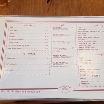 Eat Chow - menu - Breakfast & Brunch Near Me - Costa Mesa, California