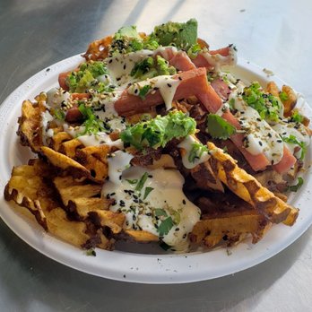 Aloha Snacks - Dirty Fries with spam and avocado. - Hawaiian Near Me - Virginia Beach, Virginia Aloha Snacks - Dirty Fries with spam and avocado. - Hawaiian Near Me - Virginia Beach, Virginia