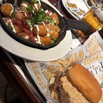 P.J. Whelihan's Pub + Restaurant - Reading - The OG Smash Burger with Loaded 'Tater Tots - Sports Bars Near Me - West Lawn, Pennsylvania P.J. Whelihan's Pub + Restaurant - Reading - The OG Smash Burger with Loaded 'Tater Tots - Sports Bars Near Me - West Lawn, Pennsylvania