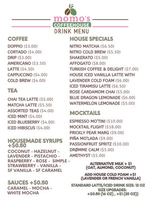 Menu photo 8 Momo’s Coffeehouse Frisco, TX