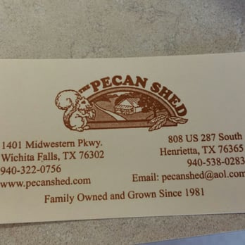 Pecan Shed - a business card on a table - Candy Stores Near Me - Wichita Falls, Texas Pecan Shed - a business card on a table - Candy Stores Near Me - Wichita Falls, Texas