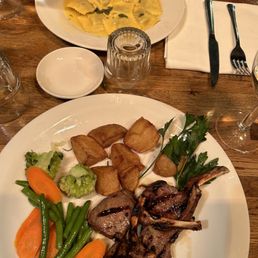 Grilled Lamb chops and Ravioli Burro e Salvia