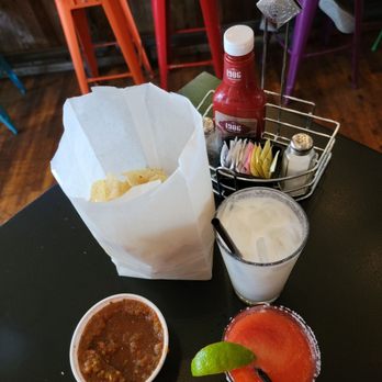 Downtown Cantina - mexican food and drinks on a table - Tacos Near Me - Weatherford, Texas