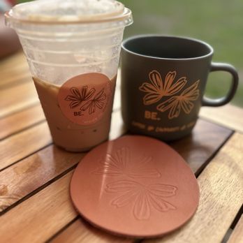 BE - Mug and Leather Coaster - Coffee & Tea Near Me