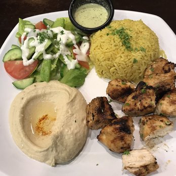 Green Olive - Chicken  kabob platter, very yummy  and healthy - Mediterranean Near Me - Downey, California