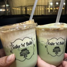 Iced Matcha Latte with Tiramisu top