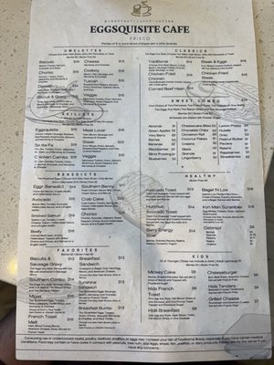 Menu photo 1 Eggsquisite Cafe Frisco, TX