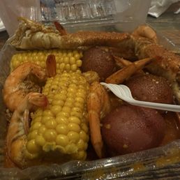 Crab legs, potatoes, corn, Shrimp Not Peeled - 1/2 LB. Crab legs, potatoes, corn, Shrimp Not Peeled - 1/2 LB.