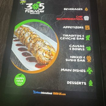 305 Peruvian Modern Cuisine - Menu - Peruvian Near Me - Miami, Florida
