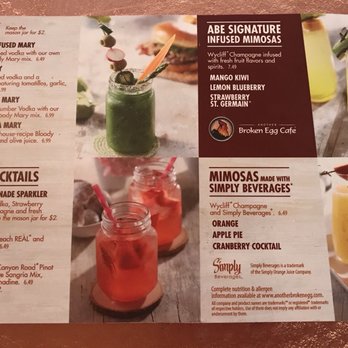 Another Broken Egg Cafe - Drinks menu, Another broken egg cafe, next to crunch fitness, south south tampa - Breakfast & Brunch Near Me - Tampa, Florida