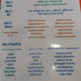 Pokestuf - Here's how you pick your bowl assembly. Be sure to sample the sauces too! - Hawaiian Near Me - Alhambra, California Pokestuf - Here's how you pick your bowl assembly. Be sure to sample the sauces too! - Hawaiian Near Me - Alhambra, California