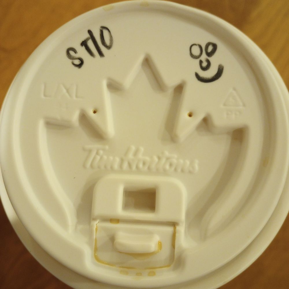 Tim Hortons - Look at the cute happy face they drew on my Steeped Tea with Oat Milk :) - Coffee & Tea Near Me - Ottawa, Ontario Tim Hortons - Look at the cute happy face they drew on my Steeped Tea with Oat Milk :) - Coffee & Tea Near Me - Ottawa, Ontario