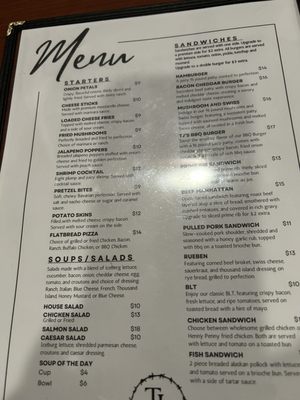 Menu photo 2 TJs  Steakhouse & Tavern New Paris, OH