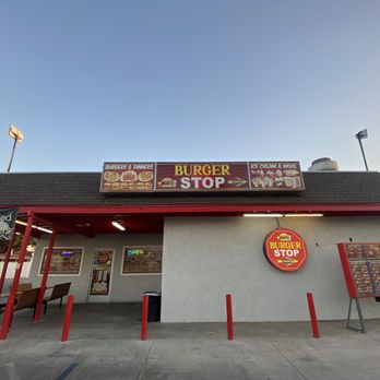 Burger Stop - Exterior. Parking to the East and in back, drive thru - Burgers Near Me - Orosi, California