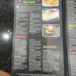 Burritos and Molcajetes menu
