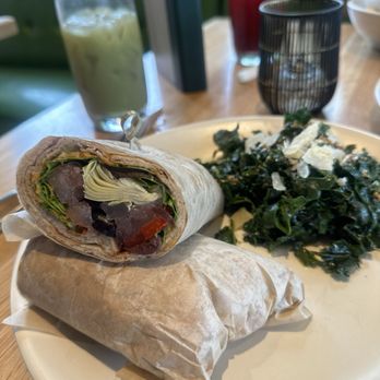 True Food Kitchen - Mediterranean Salad with tuna. Side kale salad. Drinking iced matcha horchata - New American Near Me - Gaithersburg, Maryland True Food Kitchen - Mediterranean Salad with tuna. Side kale salad. Drinking iced matcha horchata - New American Near Me - Gaithersburg, Maryland