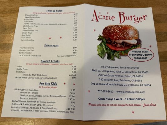 Menu photo 2 Acme Burger Cotati, CA Menu photo 2 Acme Burger Cotati, CA