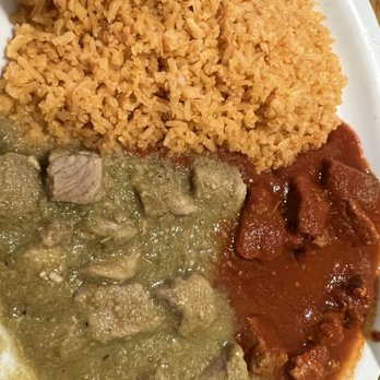 Escobar's Mexican Restaurant - Chili verde and chili Colorado with rice - Mexican Near Me - Kanab, Utah