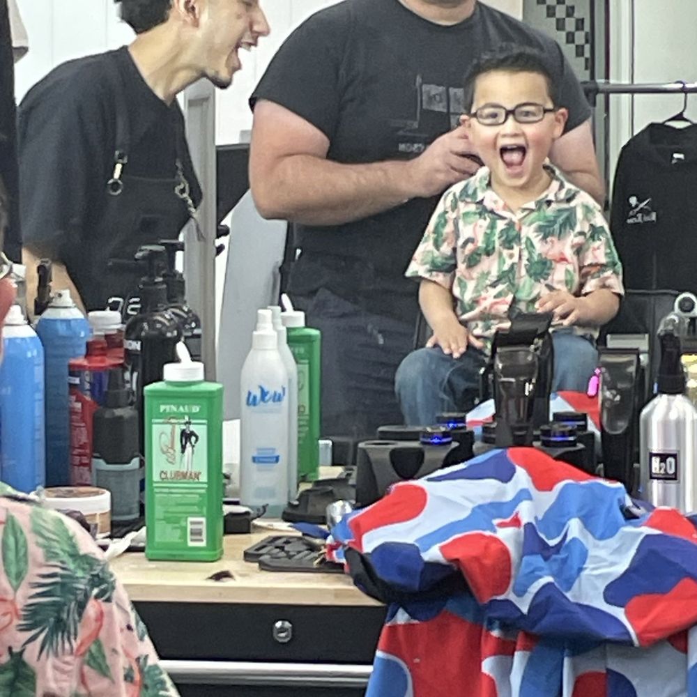 Our 3-year-old's first professional haircut. Our 3-year-old's first professional haircut.
