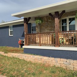 Restored Painting Company - Sealing brick Hale Navy Blue. Soffit Extra white. Sherwin Williams products