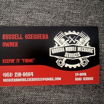 Brosha Mobile Mechanic - Business card and he proudly serves the orangecrest community. - Auto Repair Near Me Brosha Mobile Mechanic - Business card and he proudly serves the orangecrest community. - Auto Repair Near Me