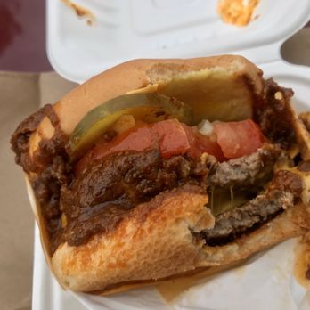 Carneys - Double Chili Cheese Burger. Beef patty tough as a hockey puck .. would recommend .. stay with the dogs because the out shine this - Burgers Near Me - Studio City, California Carneys - Double Chili Cheese Burger. Beef patty tough as a hockey puck .. would recommend .. stay with the dogs because the out shine this - Burgers Near Me - Studio City, California