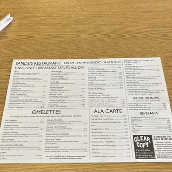 Sande's Restaurant - Menu - Breakfast & Brunch Near Me - Delray Beach, Florida