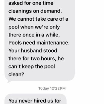 All Season Pools - This was sent to me and my assistant seconds after the review and a few minutes prior to her showing up to our house - Pool Cleaners Near Me