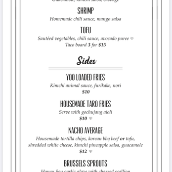 Ms Yoo - Food menu (tacos and sides) - Korean Near Me - New York, New York Ms Yoo - Food menu (tacos and sides) - Korean Near Me - New York, New York