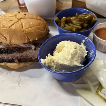 Sowell's BBQ - Brisket sandwich plate - Barbeque Near Me - Three Rivers, Texas