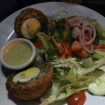MacLaomainn's Scottish Pub - Scotch egg with garden salad - Pubs Near Me - Chester, Vermont