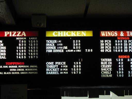 Food from Ye Olde Pizza Pub