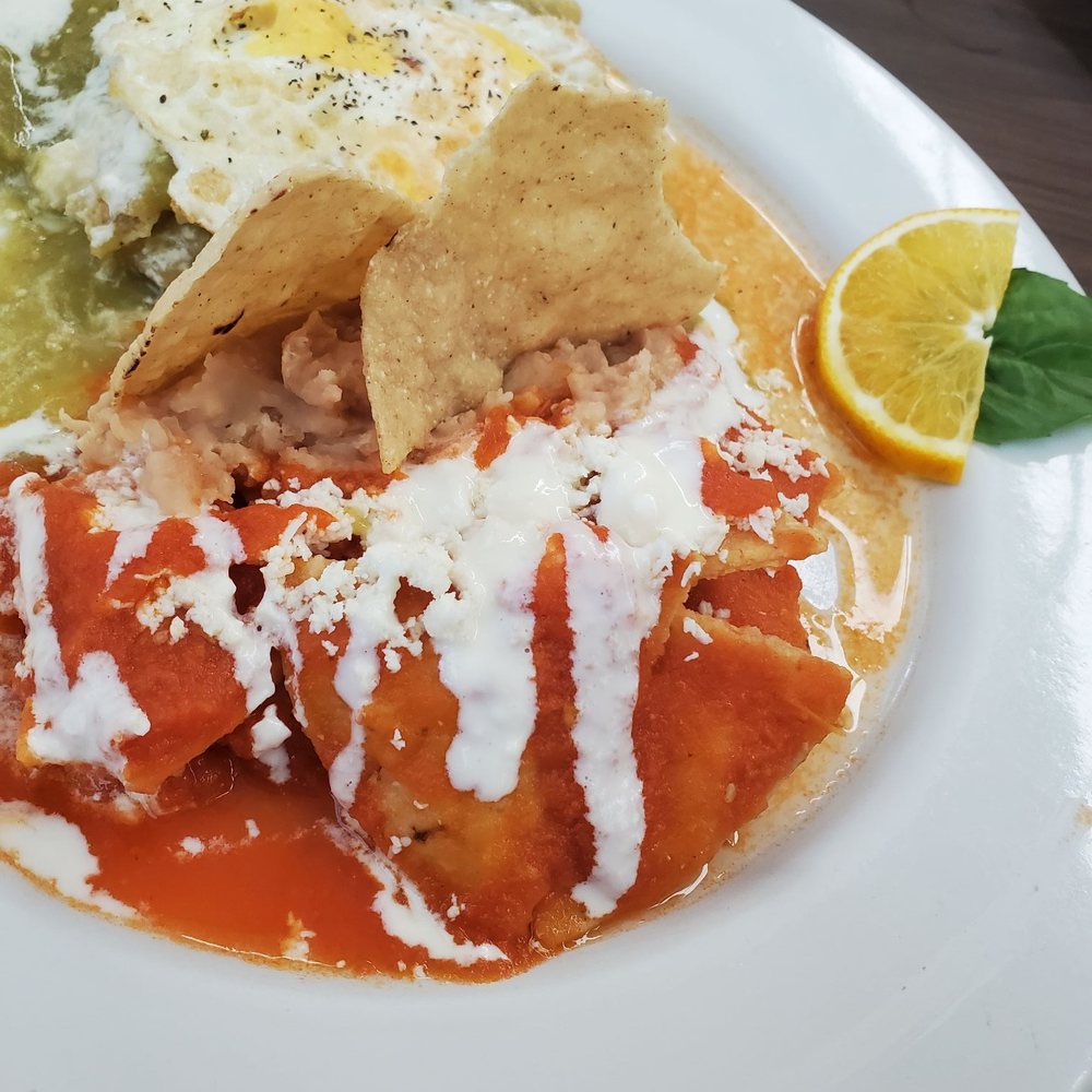 Moon Star Cafe - Chilaquiles Roja y Verde=DELISH! Topped with Frijoles and a Fried Egg! - Salad Near Me - Nuevo Vallarta, NAY Moon Star Cafe - Chilaquiles Roja y Verde=DELISH! Topped with Frijoles and a Fried Egg! - Salad Near Me - Nuevo Vallarta, NAY